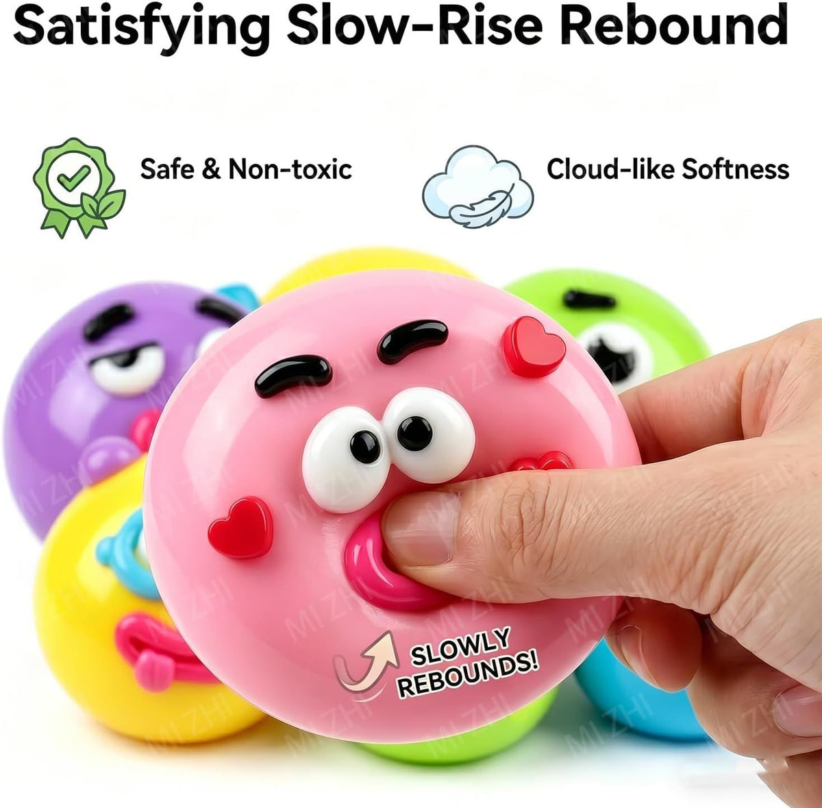 Dog Face Stress Ball Slow Rising Sensory Toy for Anxiety Relief Yellow