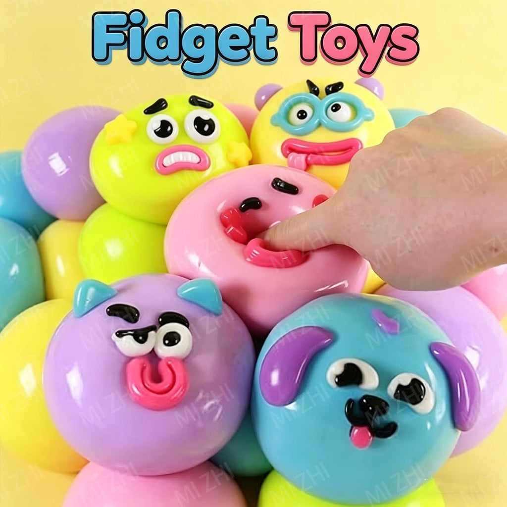 Dog Face Stress Ball Slow Rising Sensory Toy for Anxiety Relief Yellow