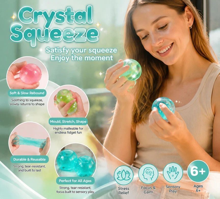Dreamy Blue Squishy Ball, Lightweight Chill Sensory Toy 6cm 3 Pack