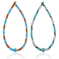 Chew Necklaces for Sensory Kids, 2 Pack Chewy Necklace Toys Reduces Stress and Anxiety, Kids with ADHD, Autism, SPD Tie-dye Orange green -