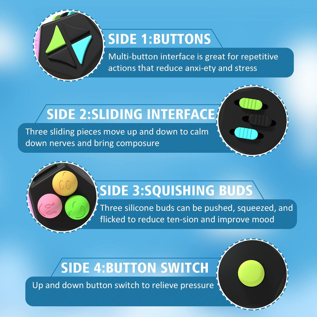 Creative Stress Reduction Cube Generation 2 12 sided Stress Reduction Cube Slow Pressure Cube，Fidget Toys, Autism Toys