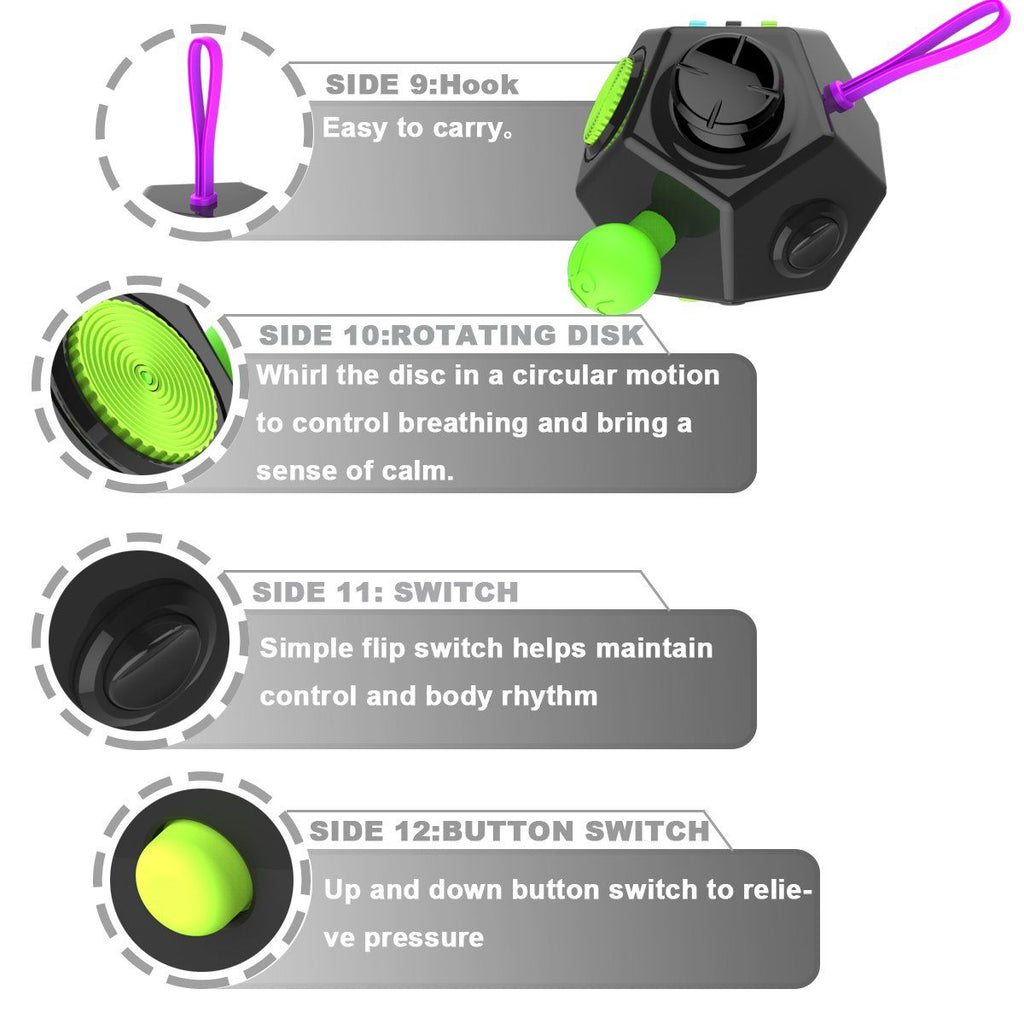 Creative Stress Reduction Cube Generation 2 12 sided Stress Reduction Cube Slow Pressure Cube，Fidget Toys, Autism Toys