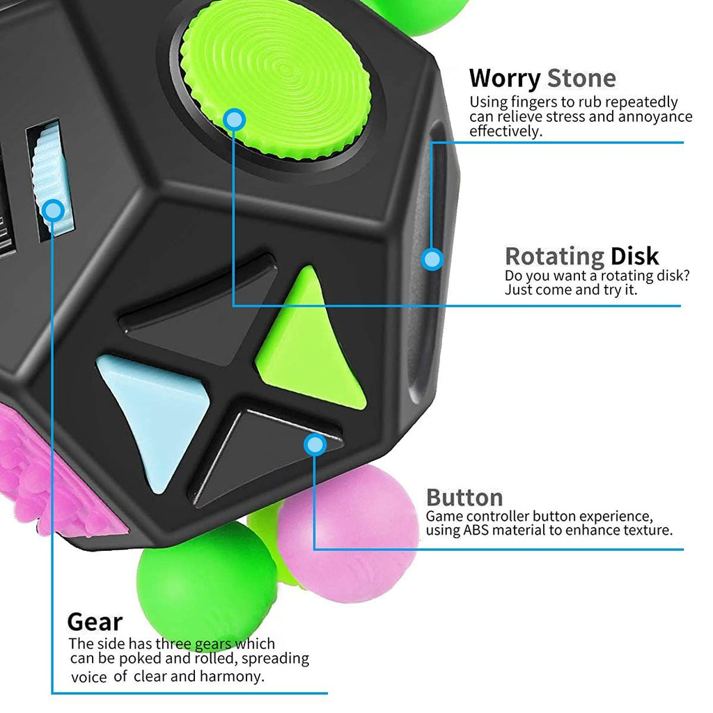 Creative Stress Reduction Cube Generation 2 12 sided Stress Reduction Cube Slow Pressure Cube，Fidget Toys, Autism Toys