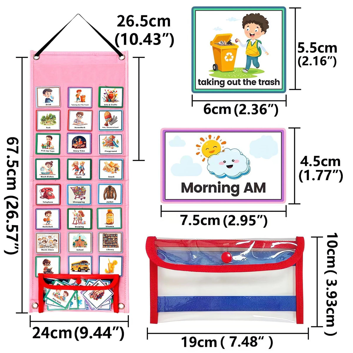 Kids Visual Schedule Calendar Chart, 2 in 1 Autism Learning Materials with 70 Cards Autism Learning Materials Kids Visual