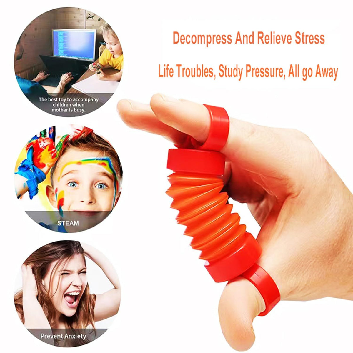Toys, Stocking Stuffer Pack of 2 Finger Fidgets for Men, Women, and Young Adults, Finger Strengthener and Exerciser Sensory Toy