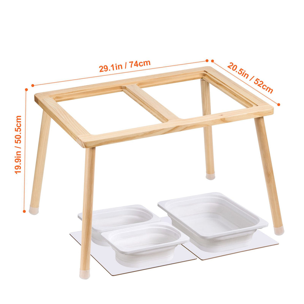 Kids Sensory Table Indoor Wooden Play Sand Water Table with 3 Storage Bins