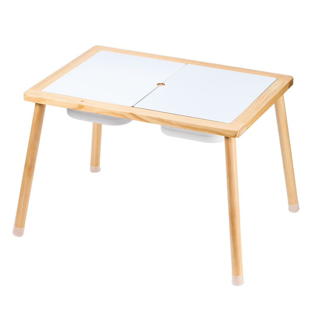Kids Sensory Table Indoor Wooden Play Sand Water Table with 3 Storage Bins